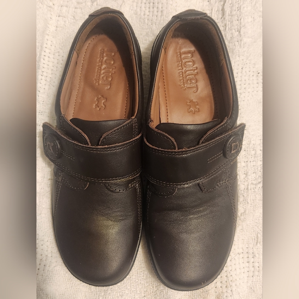 WOMEN'S HOTTER COMFORT CONCEPT SUGAR BROWN LEATHER ADJUSTABLE CLOG SHOE